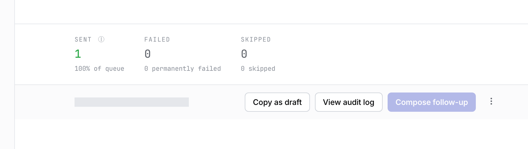 The Sent message actions include Copy as draft beside View audit log.