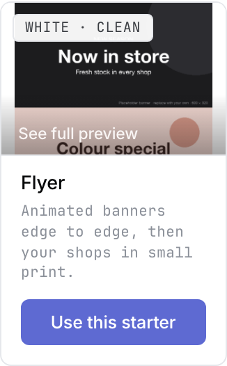 The Flyer card appears at the end of the thirteen-starter gallery.